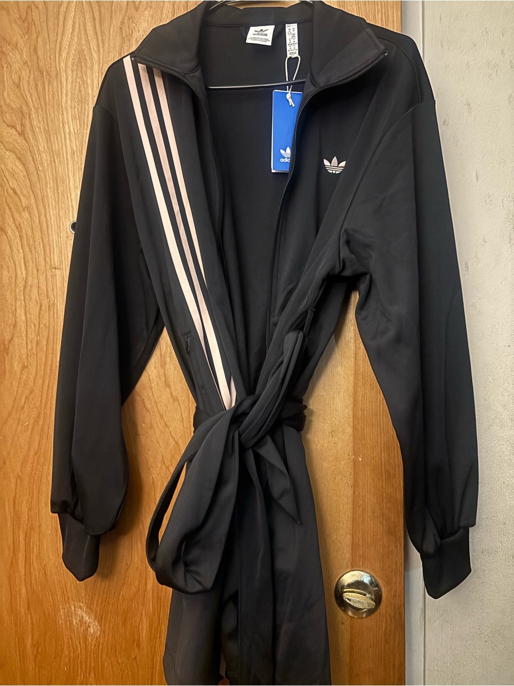 Adidas Black Wrap Track Dress with Blush Stripes sz M - Picture 2 of 6